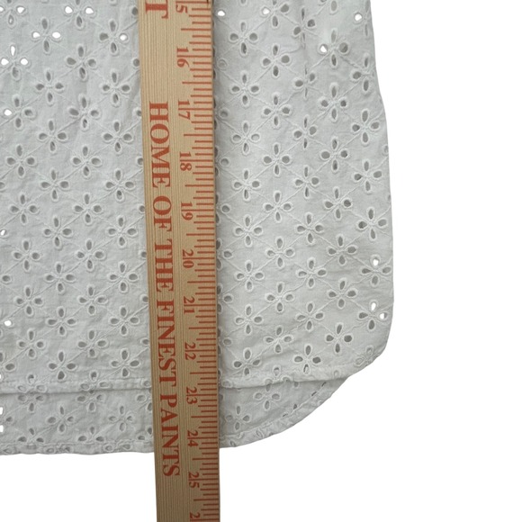Vineyard Vines Eyelet Embroidered Tie-Front Top Women Small White V Neck Tassels - Picture 6 of 9
